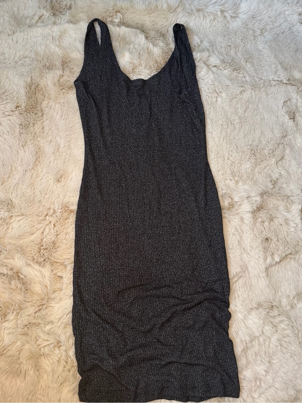 Sleek Black Ribbed Tank Midi Dress